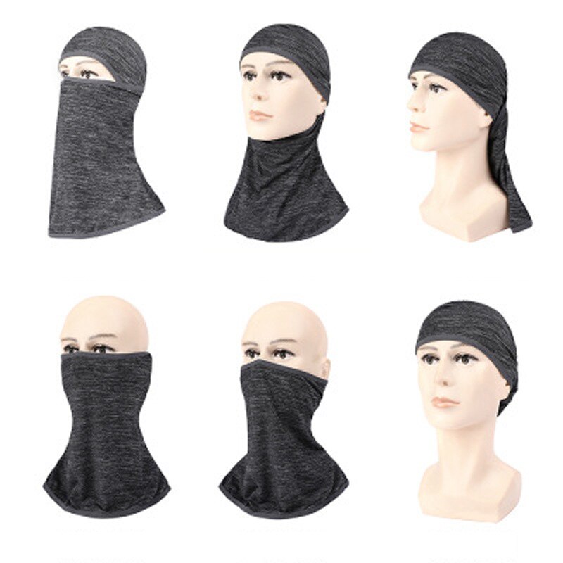1pc Summer Cool Solid Breathable Balaclava Face Mouth Mask Man Women Unisex Outdoor Cycling Mask Black Mask Mouth Head Cover