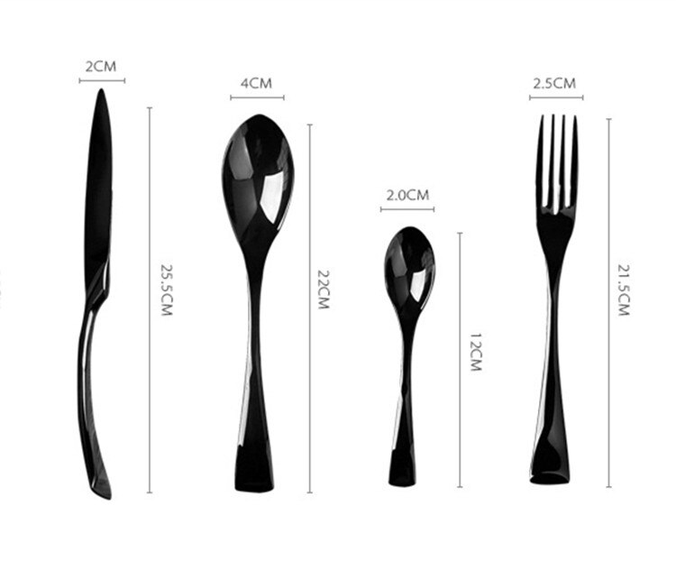 4PCS Black Cutlery Stainless Steel Fork Knife Dinnerware Set Western Tableware Set