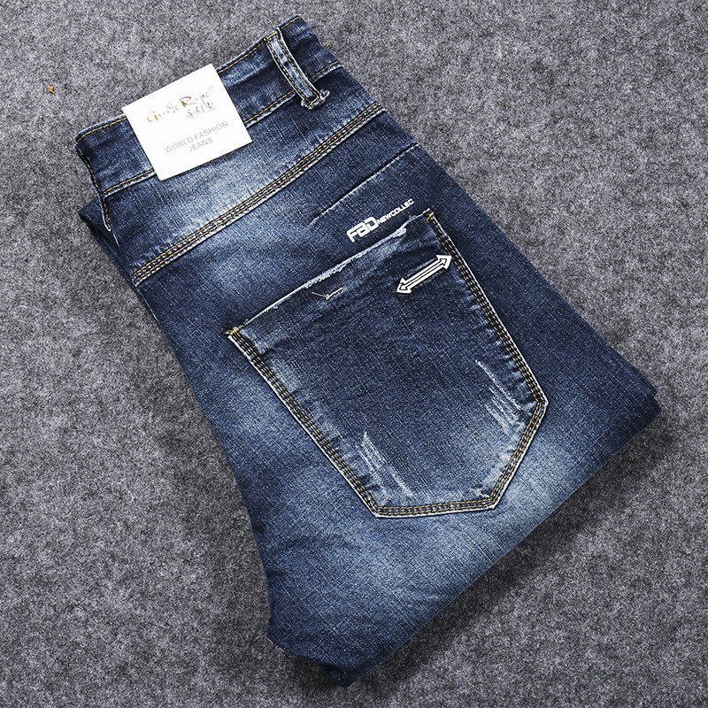 Casual Straight Elastic Jeans Men Men's Slim Pants Skinny Jeans Men Plus-size 28-36