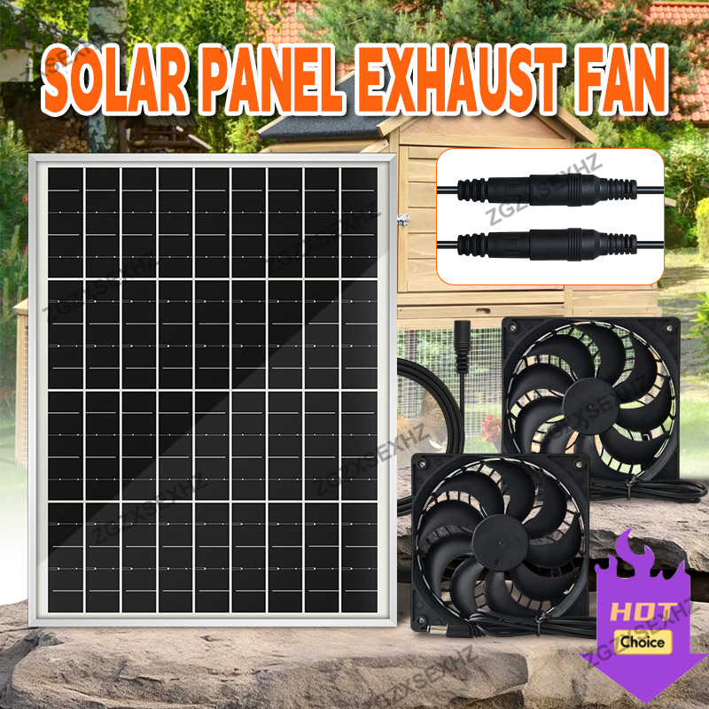15W 12V Solar Portable Waterproof Exhaust Fan Mini Fan Air Extractor Ventilator for Kitchen Maison Dog Chicken House Greenhouses