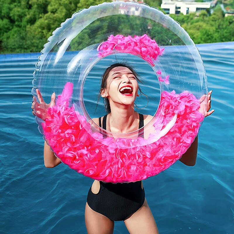 Flotador circular para nadar en la playa, EN LA Piscina de agua inflable, anillo de plumas redondas, de verano