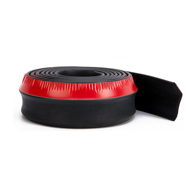 2.5m Car Bumper Lip Strip Protectors Splitter Body Kits Spoiler Bumpers Car Door Bumper Carbon Fiber Rubber Lip 65mm Width Strip: rubber black