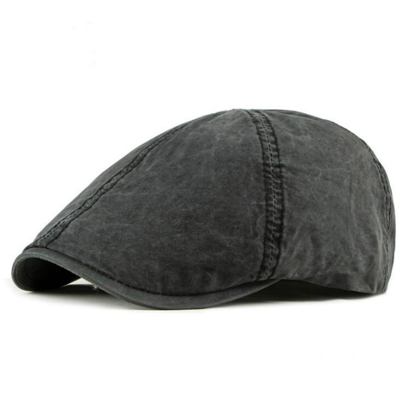 Gorra vaquera lavada con visera para hombres, gorra plana clásica para exteriores, gorra informal para caballero, gorra de hiedra Gatsby, boina para hombre, gorra octogonal Ivy: Black