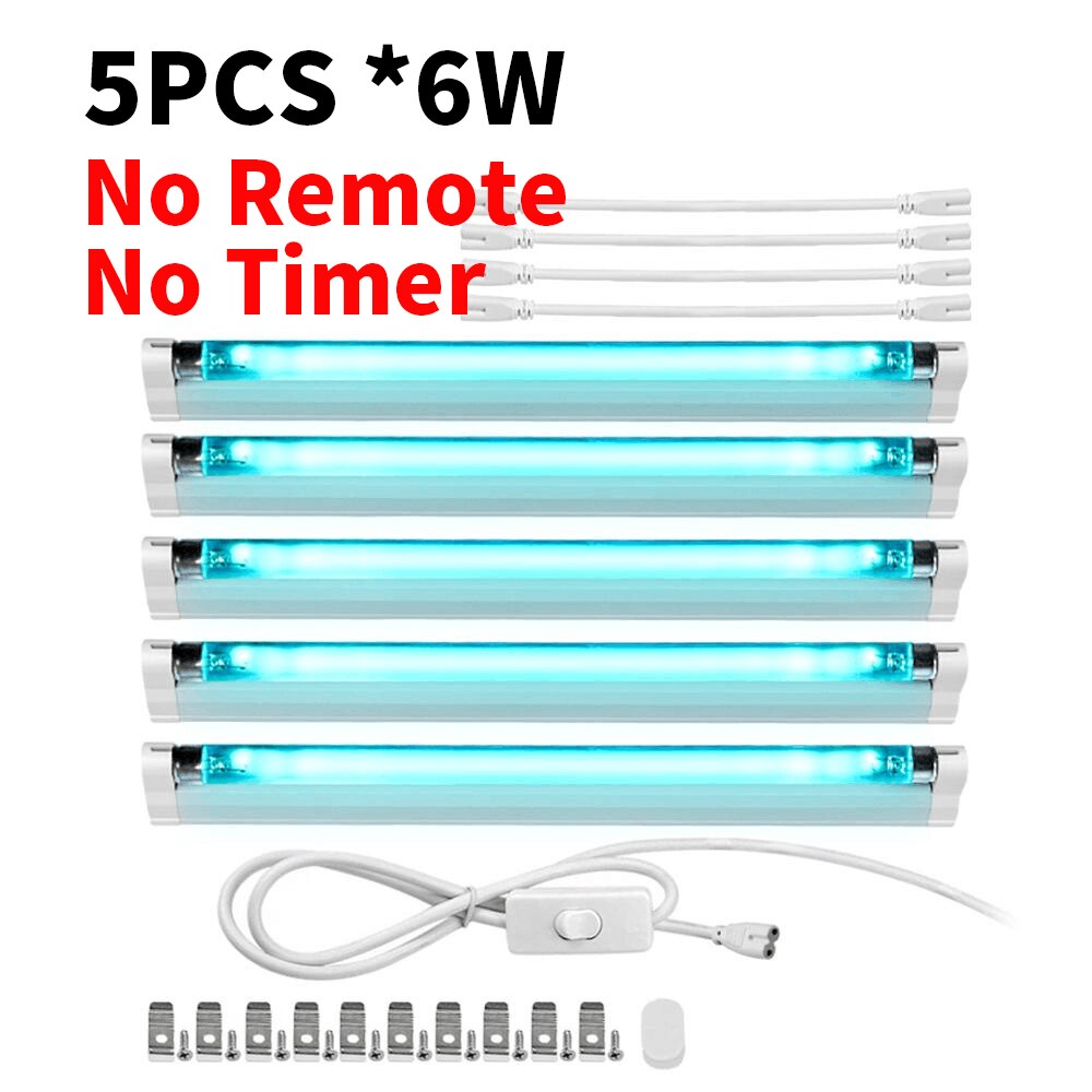 50W UV Sterilizer Lamp 110V 220V T5 Tube UVC Quartz Disinfection Germicidal Led Table Bulb EU US Power Timer Ultraviolet Light: 30W / 110V US Plug