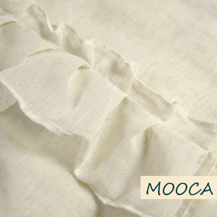 White Color with Ruffled Trim Living Room Curtain Cute for Kids Bedroon