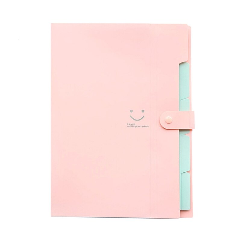 2022 Handheld 5 Pockets File Folder Expandable File Organizer School Office Supplies: Pink