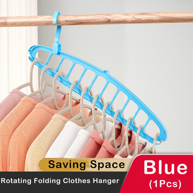Rotating Folding Clothes Hanger Closet Organizer Multi-port Clothing Drying Rack Foldable Plastic Scarf 11-hole Storage Hangers