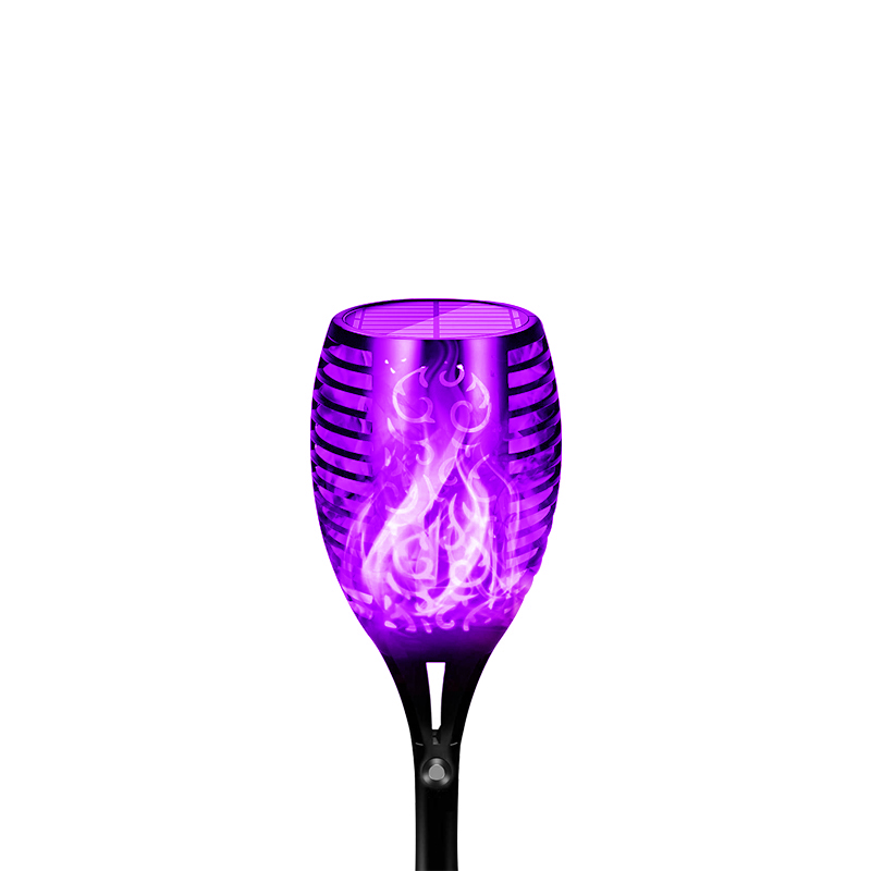 Solar Powered LED Torch Flickering Light 12/33LED Garden Decoration Lawn Lights Waterproof Yellow Blue Purple Lights: Purple-1PACK / 12LEDS