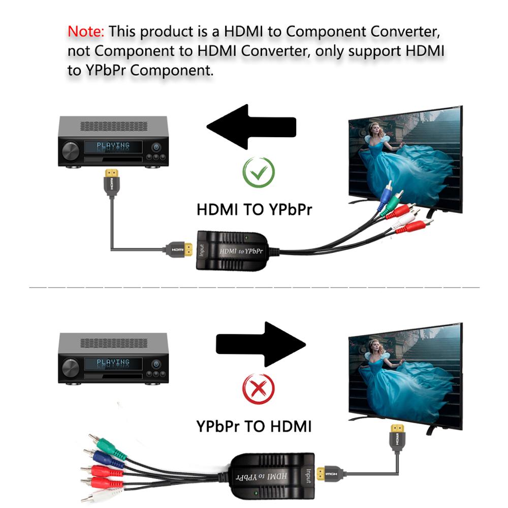 Hdmi til scaler ypbpr -konverter hdmi  to 5 rca rgb ypbpr med komponentvideokabelunderstøttelse 1920 x 1080p hdmi til komponent ypbpr