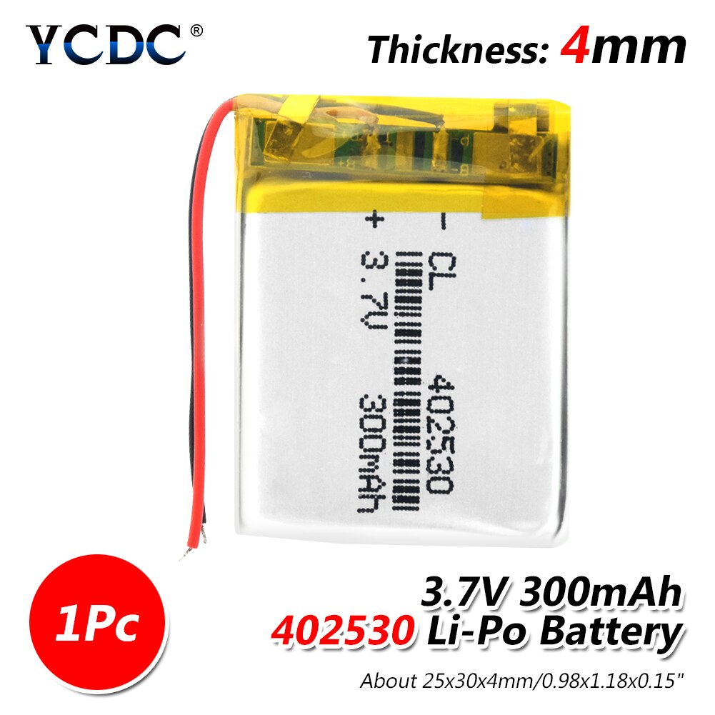 1/2/4 Pcs/lot 3.7v 402530 300mAh Lithium Polymer Battery For Mp3 Mp4 Gps PDA Smart Watch PSP Radio Speaker Li-ion Lipo Battery: 1 piece