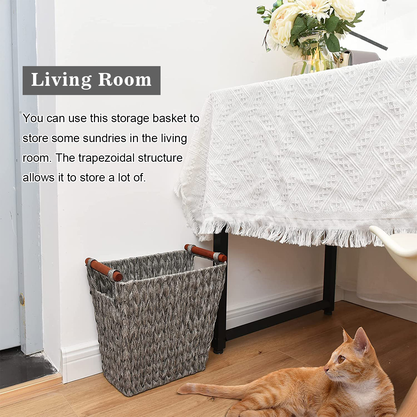 Slaapkamer Organiseren Woonkamer Decor Rieten Mand Speelgoed Bin Opslag Lade Rustieke Stijl Hand Geweven Rieten Mand Met Houten Handgrepen