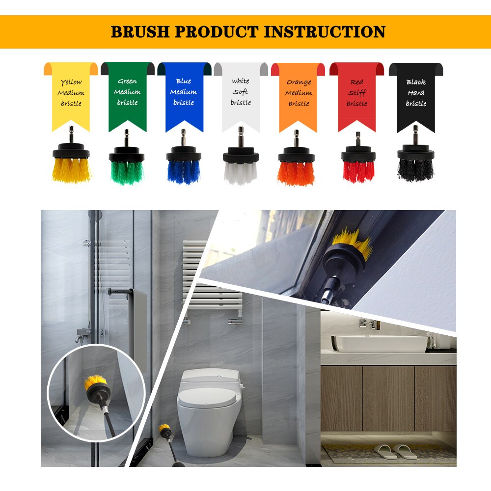 10Pcs Elektrische Boor Borstel Set Badkamer Oppervlakken Bad Tegel Auto Wielen En Grout Alle Purpose Power Scrubber Cleaning Kit