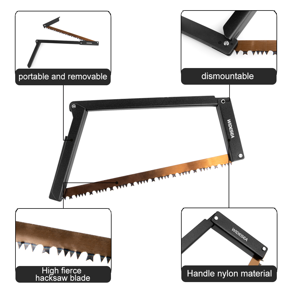 Widesea Camping Folding Saw Portable Manganese Hacksaw Blade With Storage Foldable Logging Outdoor Saws Tools For Wood Branches