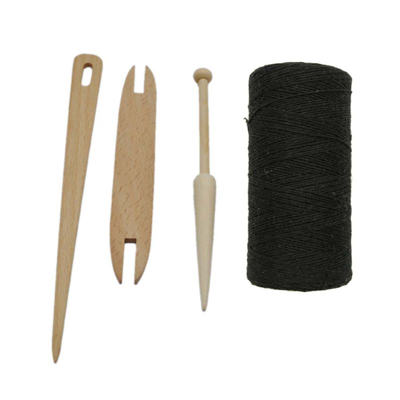 Juego de 4 unids/set de palos de lanzadera de madera Natural, aguja de tejer, telar, hilo de urdimbre, hilo, manualidades DIY: Negro