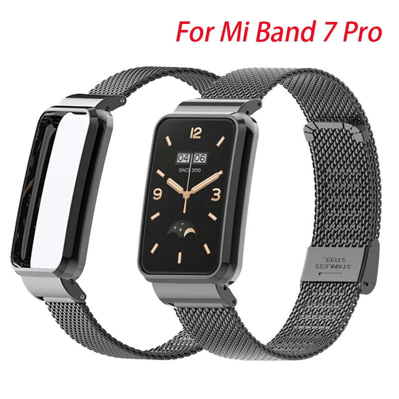 Correa de acero inoxidable para Xiaomi Mi Band 7 Pro, pulsera para reloj inteligente, Protector de caja de Metal, cubierta de pulsera para Mi Band 7 Pro