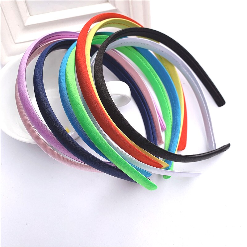 10pcs/lot Satin Covered Headband 12mm Wider Ribbon Hair Hoop Band Base For Hairbands Making Diy Girls Bow Hairwear Accessories