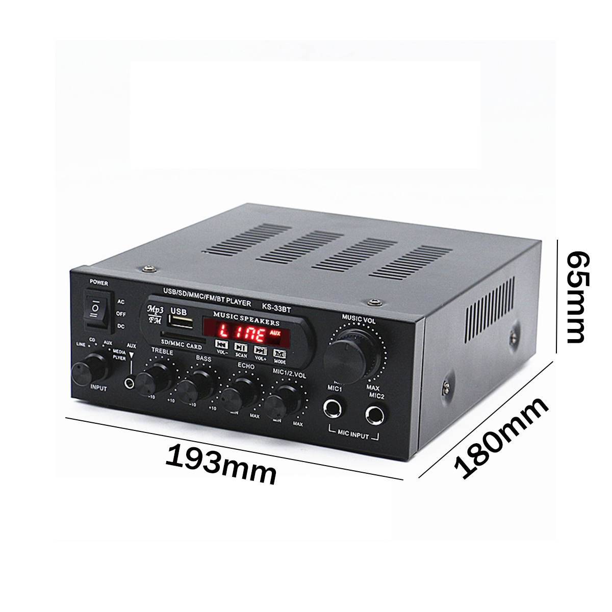 110V-220V 1000W Digital Display Hifi Power Amplifier Audio Bluetooth Amplifier 2 Channel FM USB SD Remote Control Mic Support