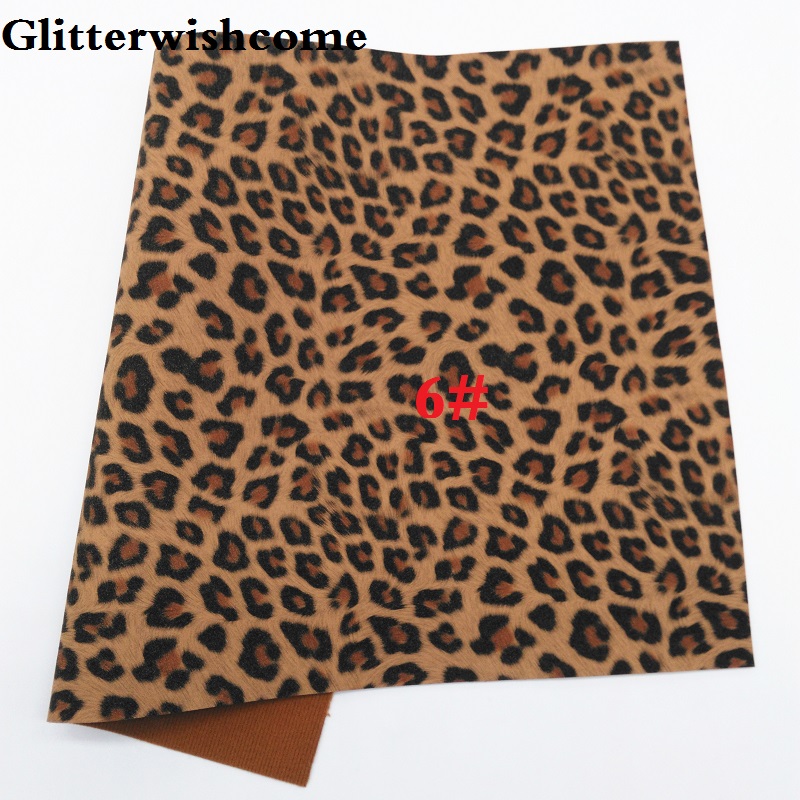 Glitterwishcome 21X29CM A4 Size Vinyl Voor Bogen Gedrukt Luipaard Op Suède Faux Lederen Lakens Voor Bows, GM3199B: 6