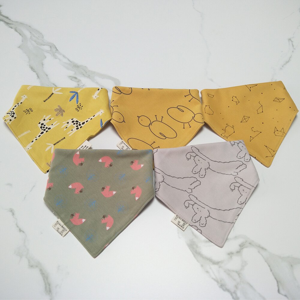 5pcs/lot Baby Bibs for Boy Girl Bandana Bib Burp Cloth Cute Triangle Cotton Baby Scarf Meal Collar Burp Infant Accessories: 14