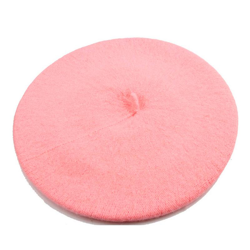 Dam vintermössa basker kvinnlig ullkeps 16 färger kvinna casual hattar mössor svart vit grå rosa boinas de mujer: Rosa