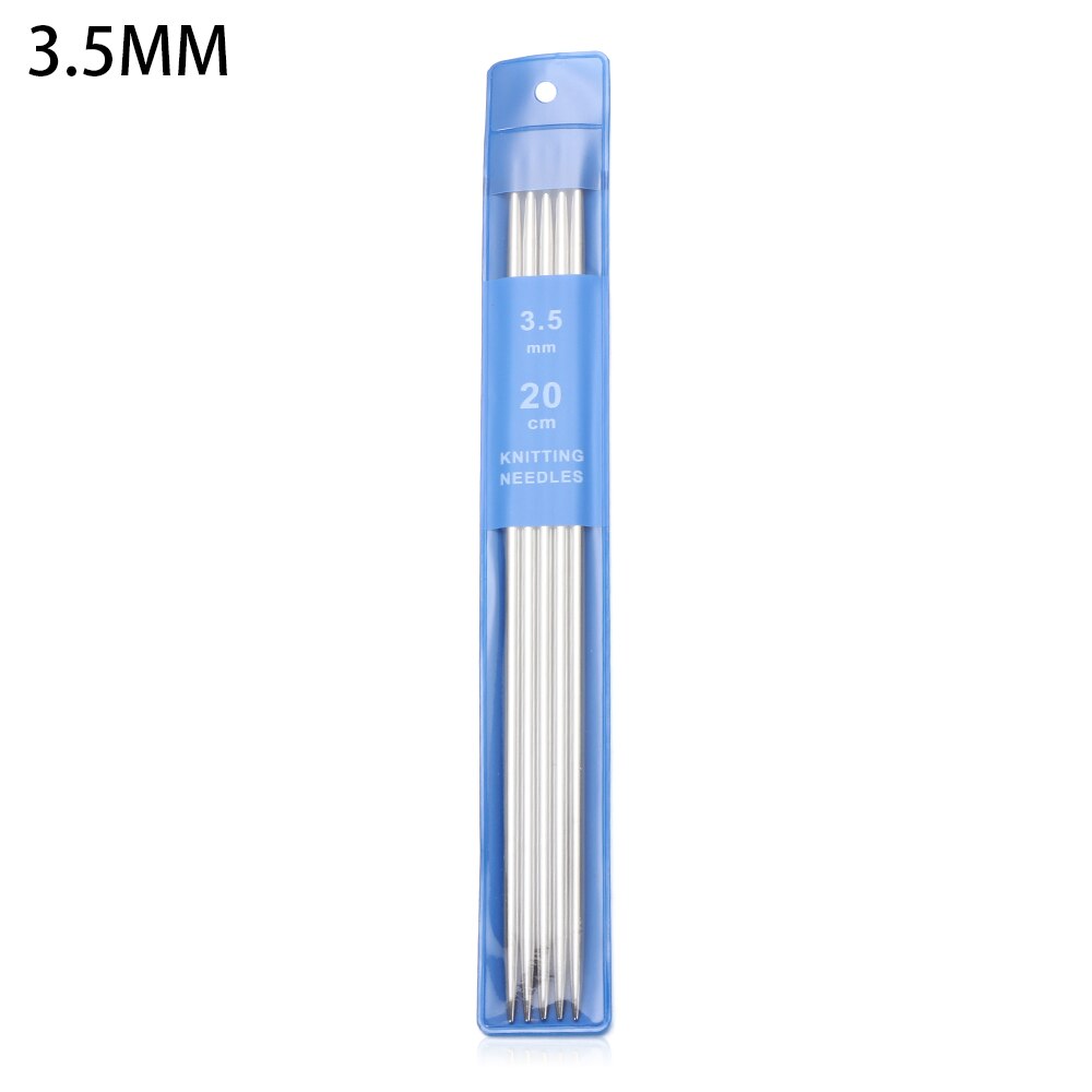 Agujas de tejer rectas de acero inoxidable, 2/5 piezas, 20cm, tamaño de 2-5mm, gancho de ganchillo, herramienta para tejer suéter, accesorios de costura: 5Pcs-3.5MM