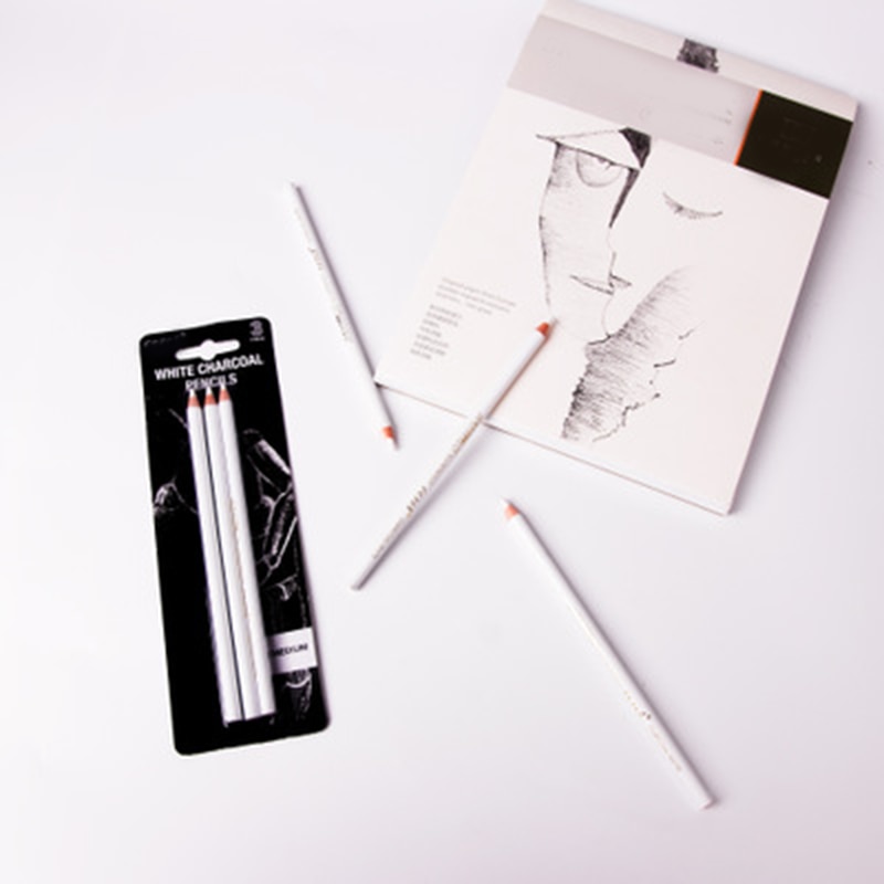 3 stk hvide trækulblyanter til skitse kulstofpenne skitseværktøjer kunstværktøjer kqs 8