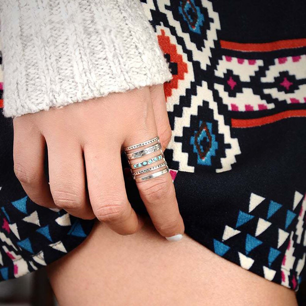 Antika symboler mönster mosaik sten ihålig geometrisk ring smycken för kvinnor brett ringband fingerfog ring tillbehör