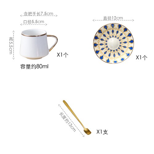 Turkiska tekoppar kungliga ben porslin guld kopp och fat lyx stora muggar keramiska miljövänliga tazas café sommar kopp  ac50bd: Stil 1- liten