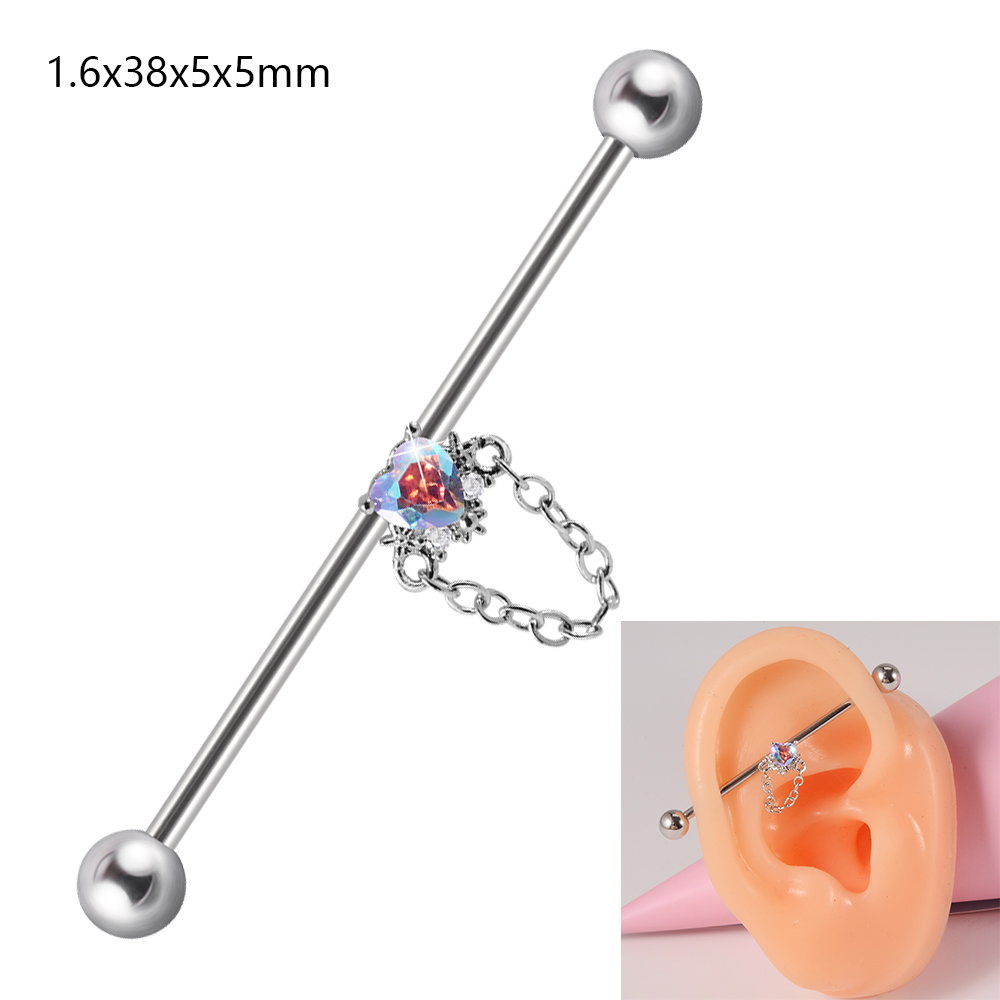 1 pieza de barra Industrial de circonio de acero quirúrgico, pendiente de puente Auricular largo de Animal bonito, joyería para Piercing corporal transversal para mujer: COLOR ORO ROSADO