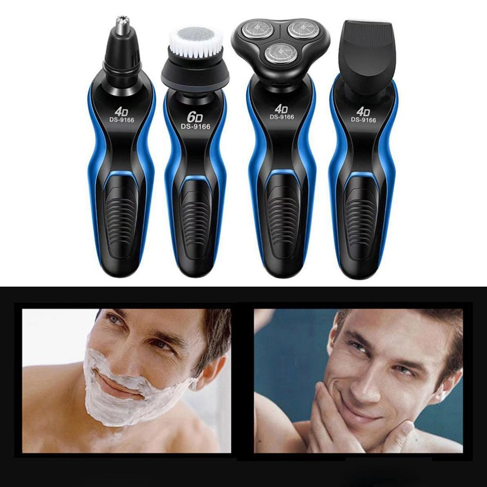 1 sæt mænds multifunktionelle elektriske barbermaskine fire-i-en barbermaskine hele kroppen vask trebladet elektrisk barbermaskine