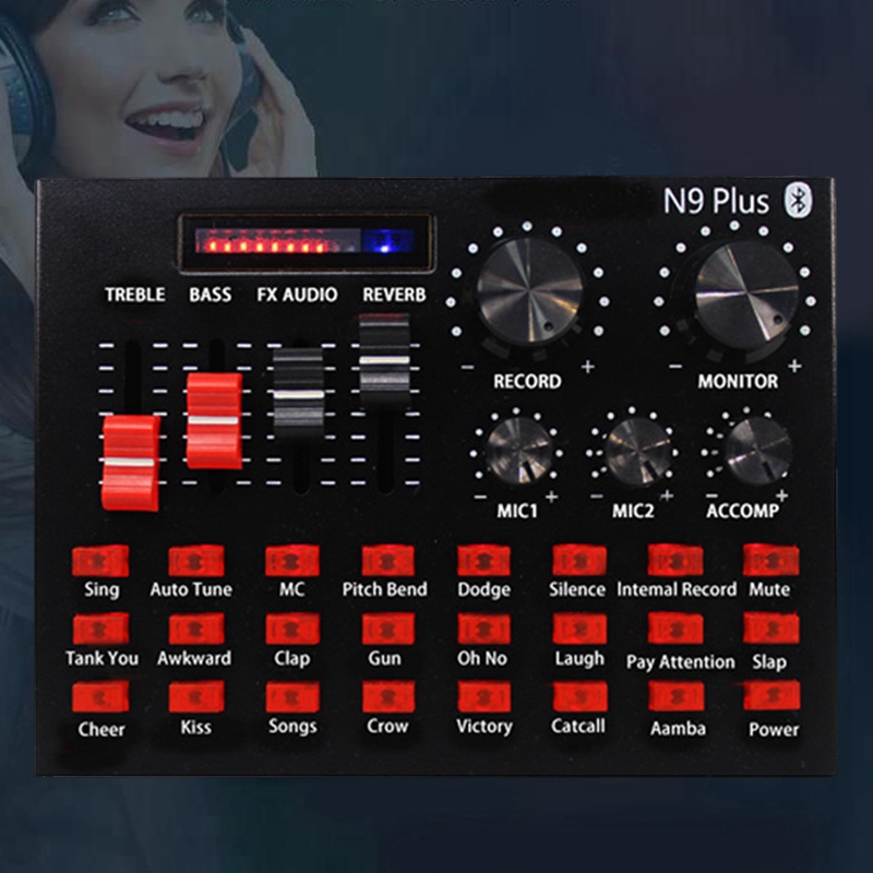 N9 external sound cards usb audio karaoke studio recording professional for gaming live phone computer