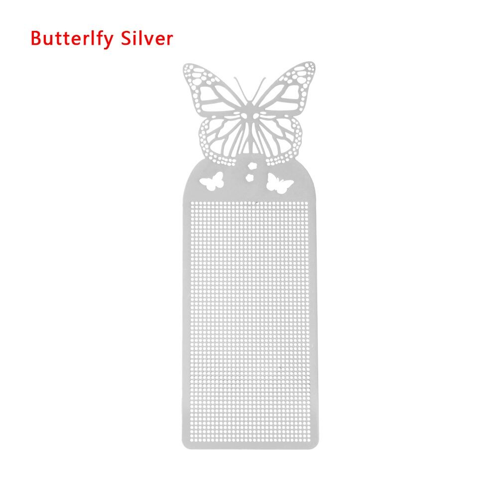 Marcapáginas de punto de cruz para manualidades, accesorios para manualidades con bordado de Metal, herramientas de costura en cruz,: Butterlfy Silver