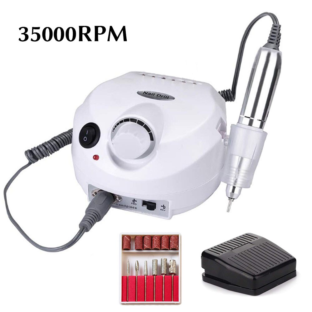 Manicure Machine 35000 Rpm Electric Nail Boor Apparatuur Voor Pro Frees Voor Manicure En Pedicure Nail File Gereedschap: white