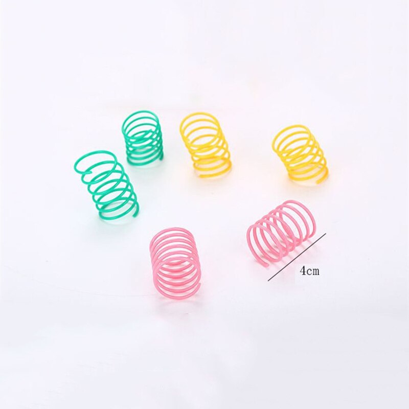 Juguete de Primavera de plástico para gatos, muelles en espiral de colores para mascotas, juguetes interactivos duraderos de colores aleatorios