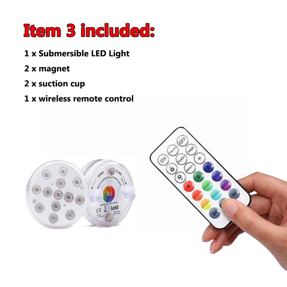 13 Leds Submersible Light Swimming Pool Fountain Spa Bathroom IP68 Waterproof RGB Lighting Underwater Lamp with Remote Control: Item 3