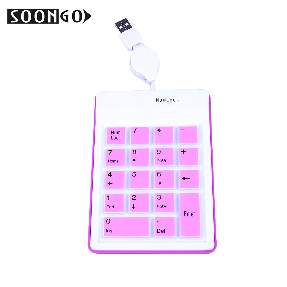 Mini Wired Numerical Silicone Keyboard NumPad 19 keys Digital Foldable Flexible Teclado Soft Portable PC Ipad Laptop keypad