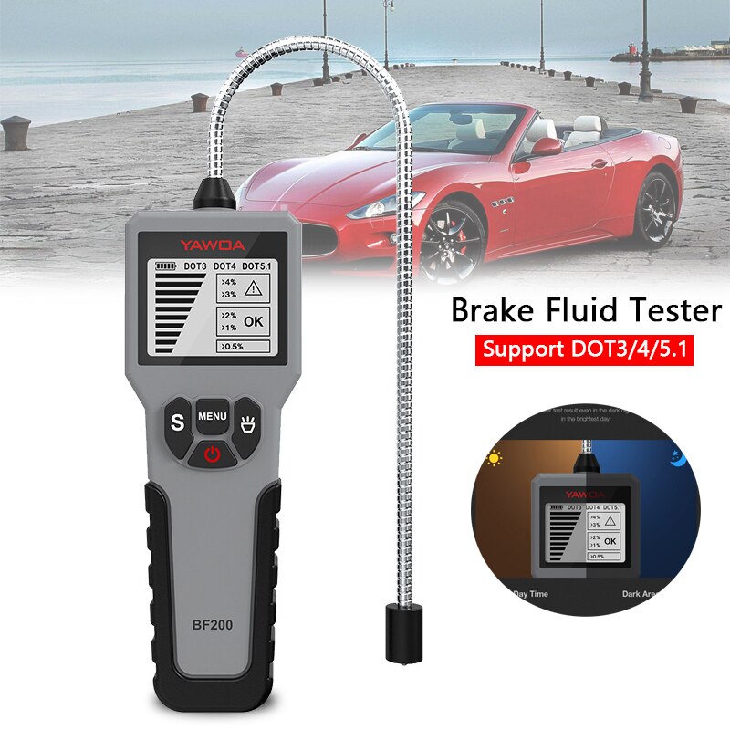 Brake Fluid Tester Support DOT3/4/5.1 Brake Oil Testing Tool Digital Auto Brake Fluid Tester Inspection BF200 Diagnostic Tool