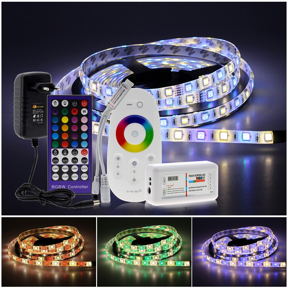 5M 5050 LED Strip DC12V RGB/RGBW/RGBWW Flexibele Licht Tape 300 LEDs RGB Kleur LED Strip set + Afstandsbediening + Power Adapter