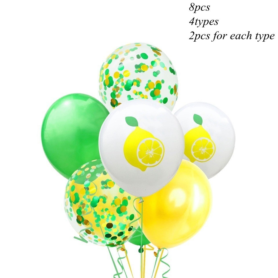 1set Lemon Themed Disposable Tableware Paper Straw/Cups/Banner for Lemon Themed Summer Pool Birthday Party Decorations: Red