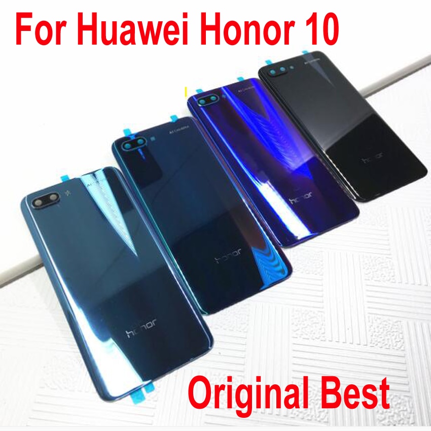 Melhor porta traseira de bateria, porta com fita adesiva e capa traseira para huawei honor 10 honor10 + vidro lente da câmera,