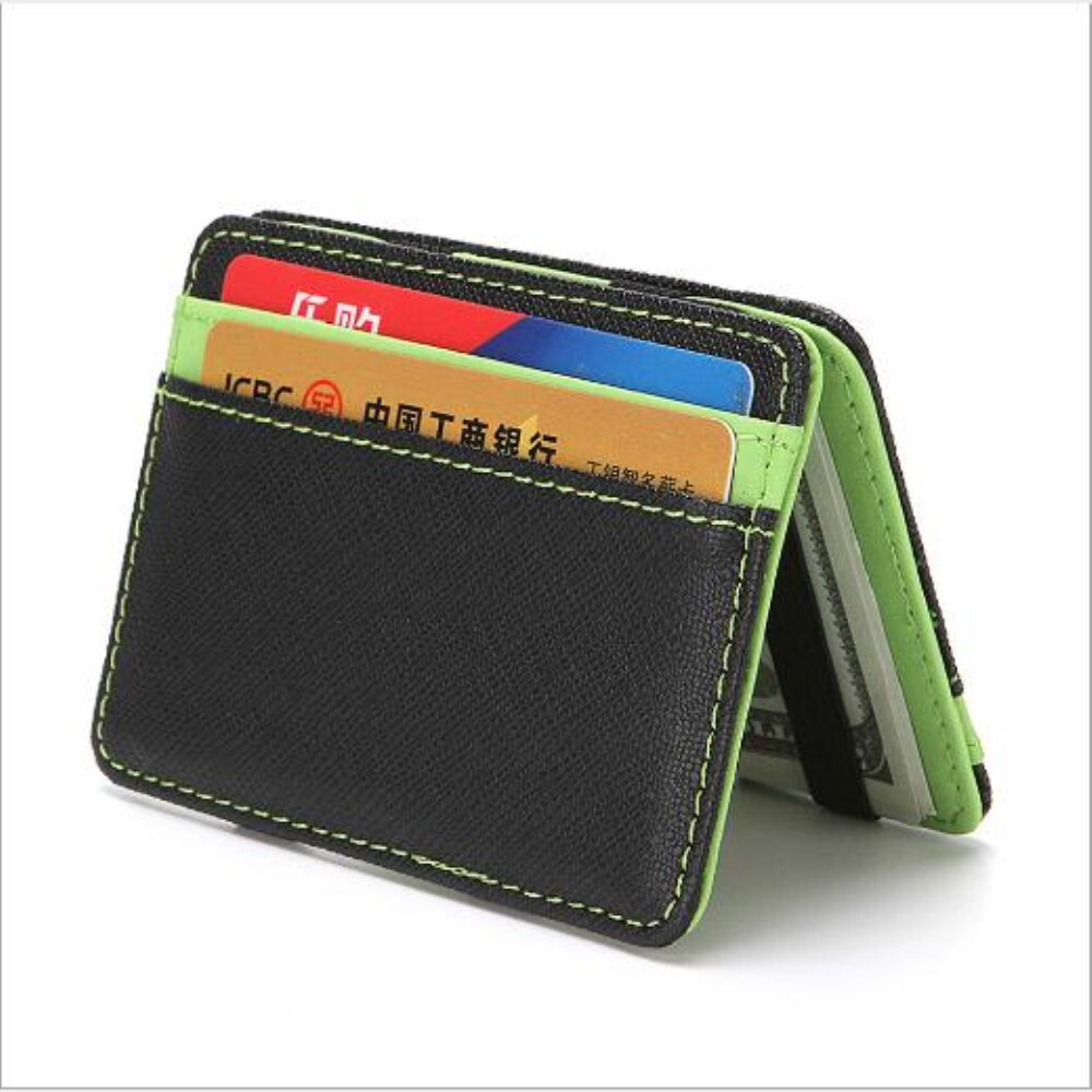 Kreditkortholder forretnings-id-kort unisex magisk tegnebog slank lys flip bifold læderpung