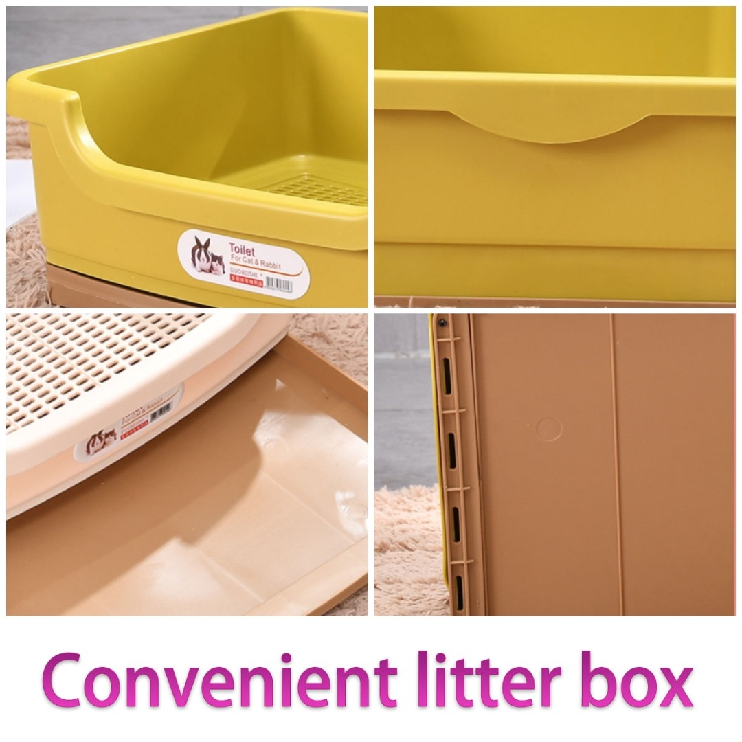 Rosa/verde/Beige grande lettiera per gatti cassetto stile gattino lettiera toilette Trainer vassoio con pala forniture per animali domestici 41x30x15cm