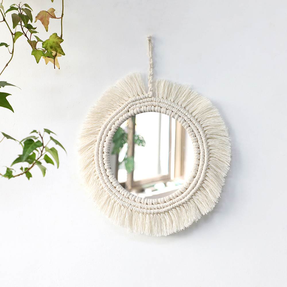 Boho Macrame specchio da parete decorazioni per la casa specchi decorativi decorazioni per la stanza estetica specchi da parete per soggiorno decorazione del bagno: wall mirror M01046