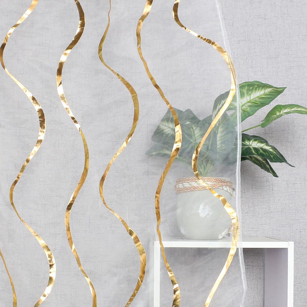 Wave Stripe Transparent Curtain Window Living Room Drape Tulle Decor