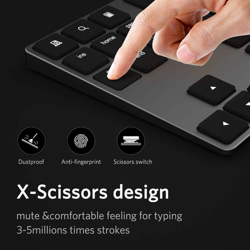 Digital Keyboard Bluetooth Portable Mini Portable Aluminum 34 Keys Wireless Keyboard Keypad For Office MacBook Air/Pro