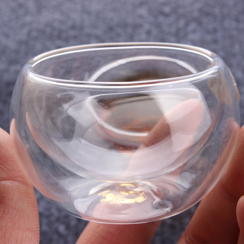 dubbelwandige glazen tea cup 50 ml * 6 stuks, Dubbele Laag Glas kopje Thee, pint glas cup