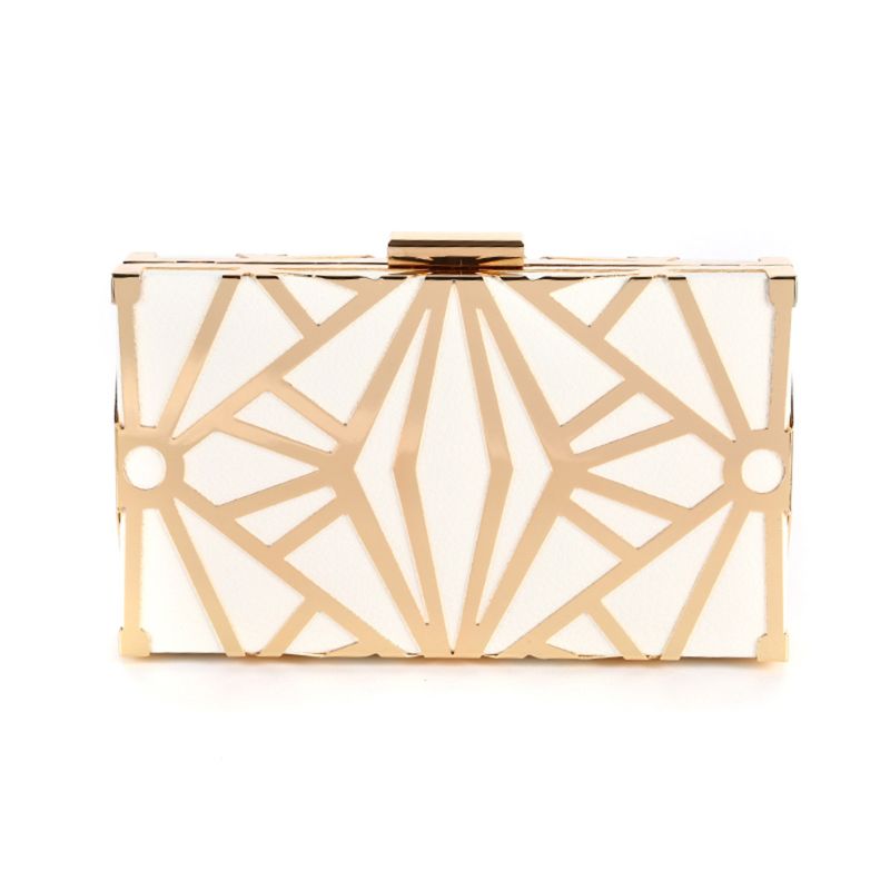 Geometrische Geometrische Frauen Clutch Tasche Box Abend Partei taschen Kette Schulter Geldbörse Abend Tasche Für Neue Jahr Weihnachten geldbörsen: Elfenbein