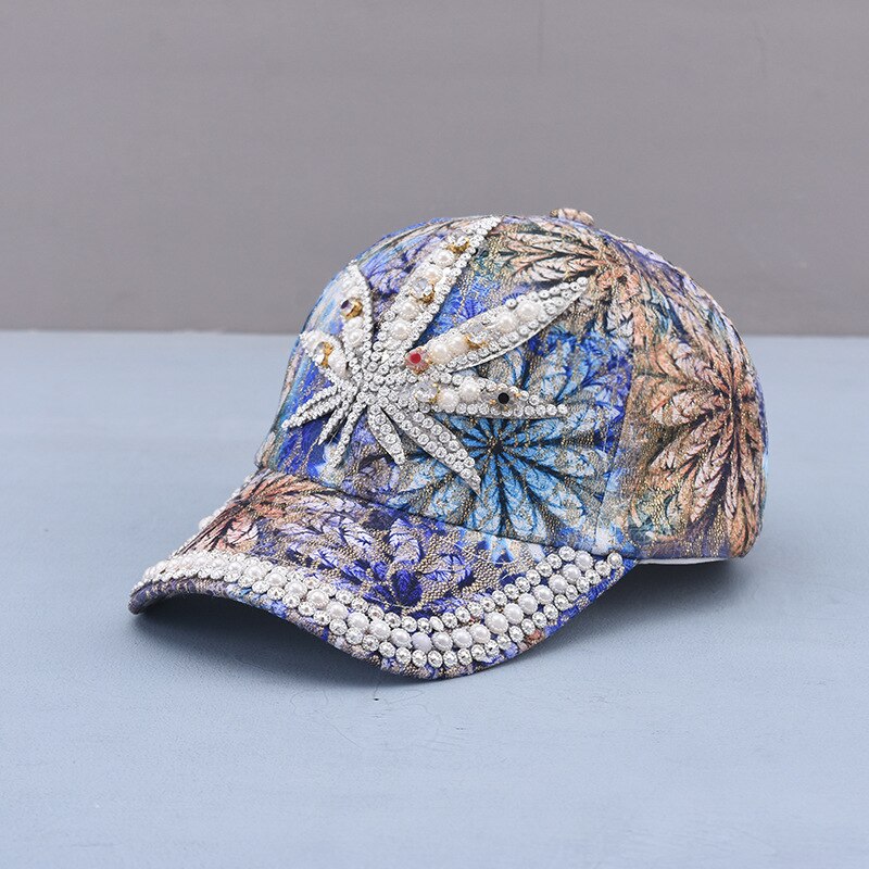 Sombrero de sol para mujer y niña, gorra de béisbol con diamantes de imitación y perlas, colorida, Snapback, Cool Star: 5