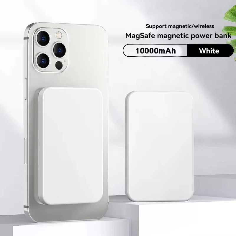 50000 mah trådlös magnetisk powerbank-laddare snabbladdningsbar bärbar laddare externt reservbatteri för apple iphone android: Vit / 30001 mah -50000 mah