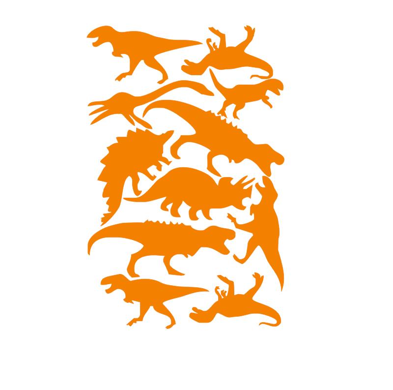 Cartoon Removable Jurassic Park Dinosaur Animal Shape Wall Stickers For Kids Rooms Nursery Art Mural Decor DIY Vinyl Wall Decals: Orange